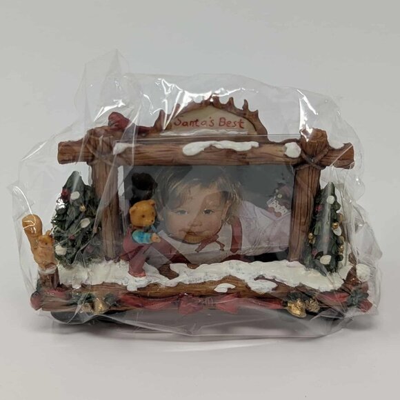 NEW World Bazaar 1995 North Pole Express Bear Train Car Santa's Best Photo Frame - Picture 2 of 7